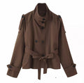 Brauner Cropped Trenchcoat