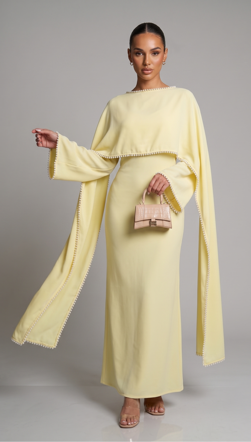 Abaya mit Perlenbesatz