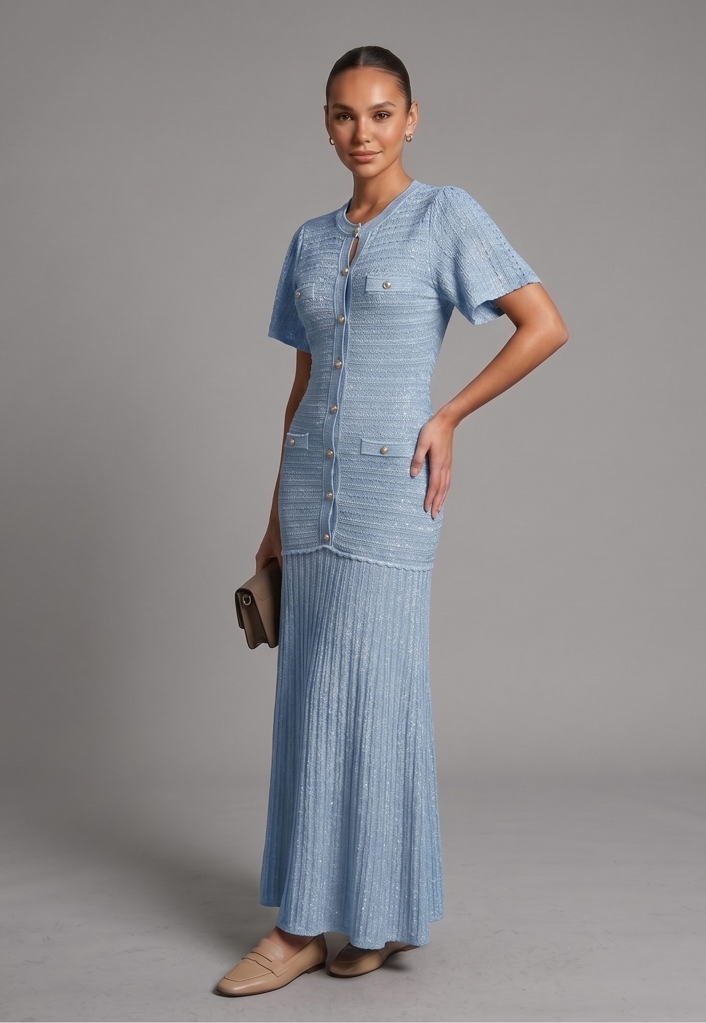 Rhinestone Knit Maxi Dress