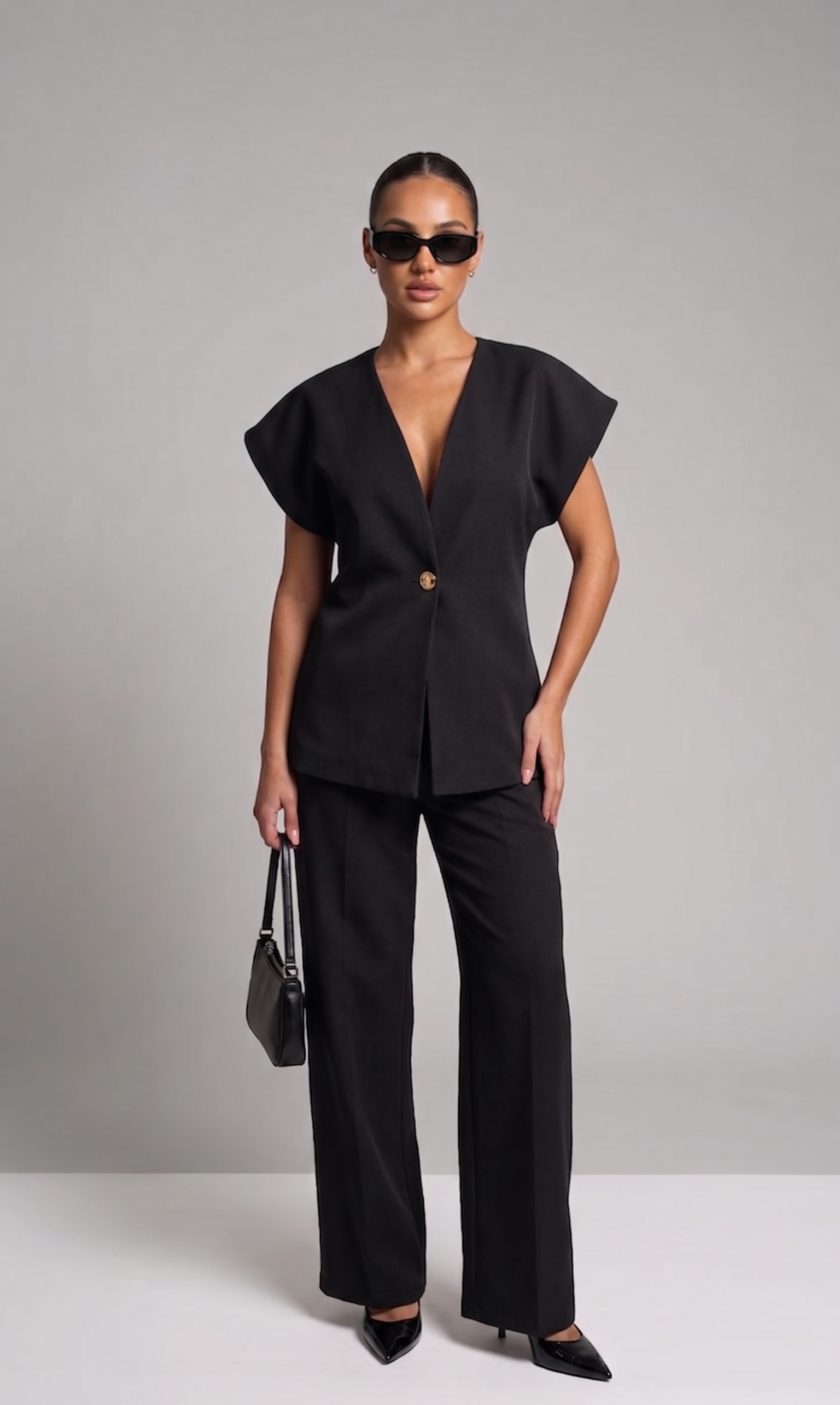 Set aus Geknöpftem Top und Hose