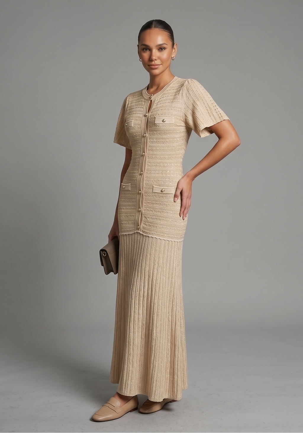 Rhinestone Knit Maxi Dress