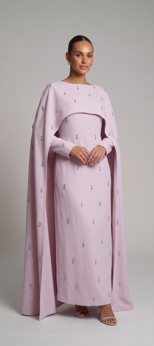 Abaya mit Cape und Applikationen